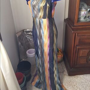 Nasty Gal woven double slit strapless maxi dress size S